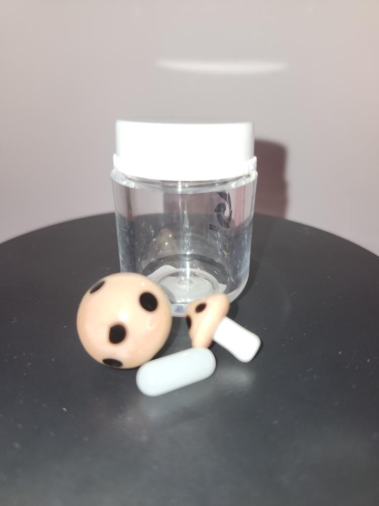 Mushroom Terp Kit 3 Piece Set Peach with glass mushroom design and pearls