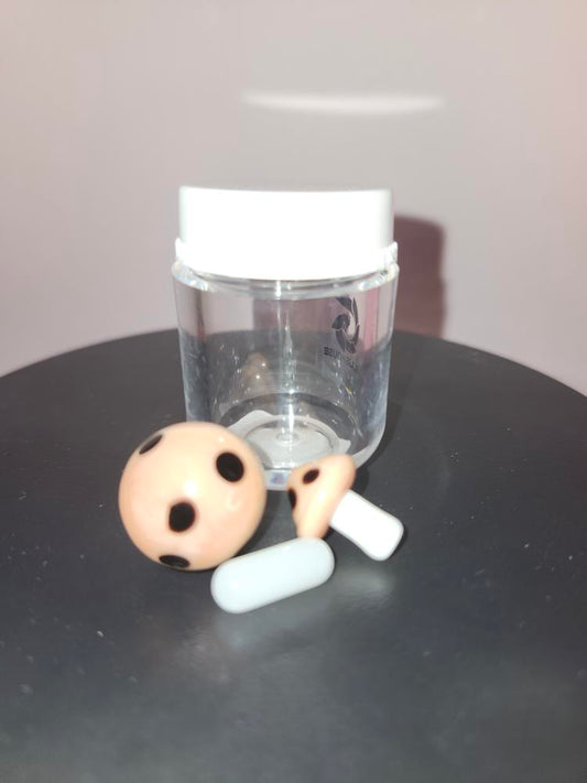 Mushroom Terp Kit 3 Piece Set Peach with glass mushroom design and pearls