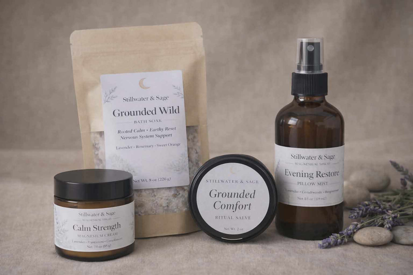 nervous system skincare set for stress relief and relaxation