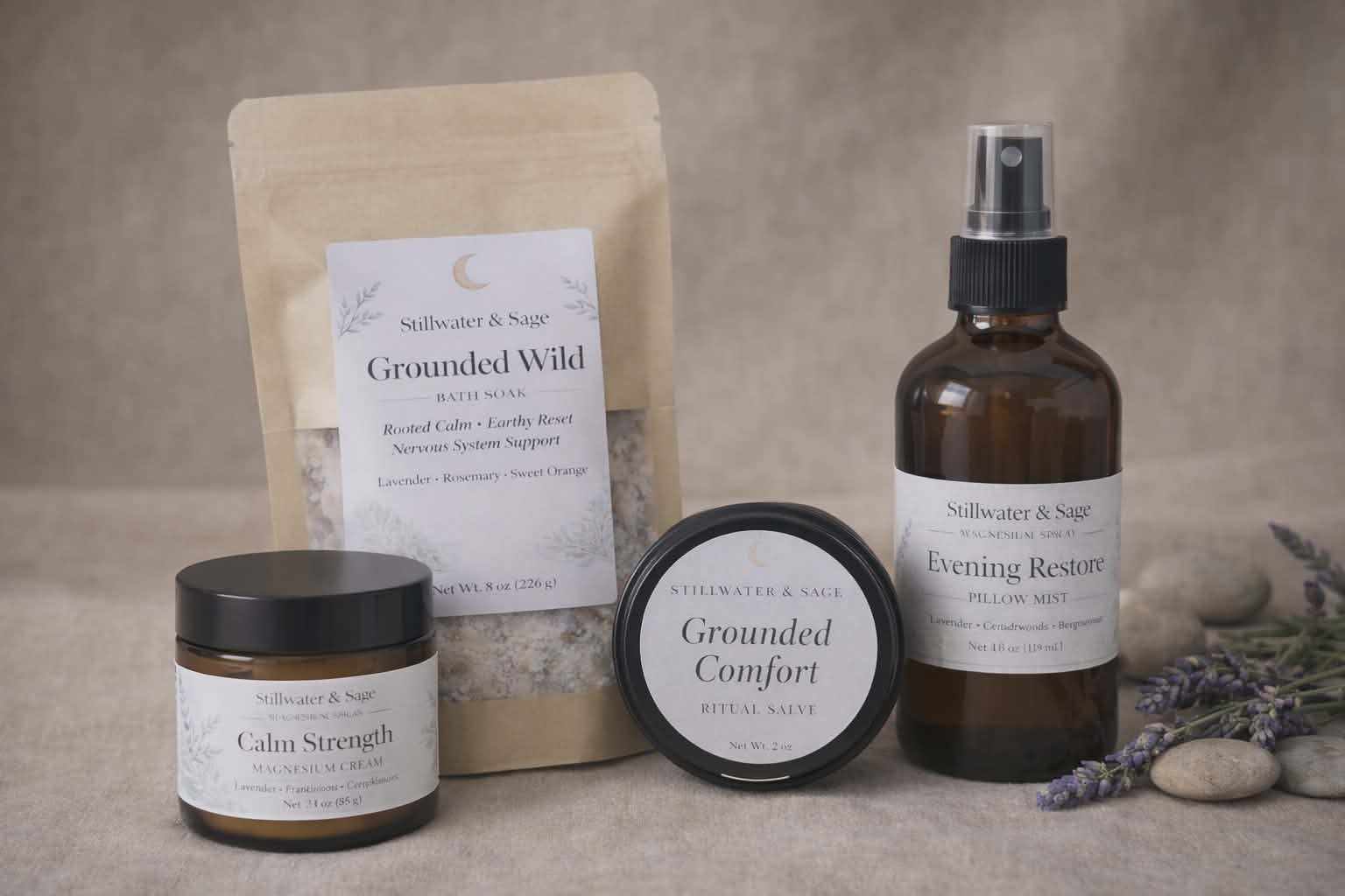 nervous system skincare set for stress relief and relaxation