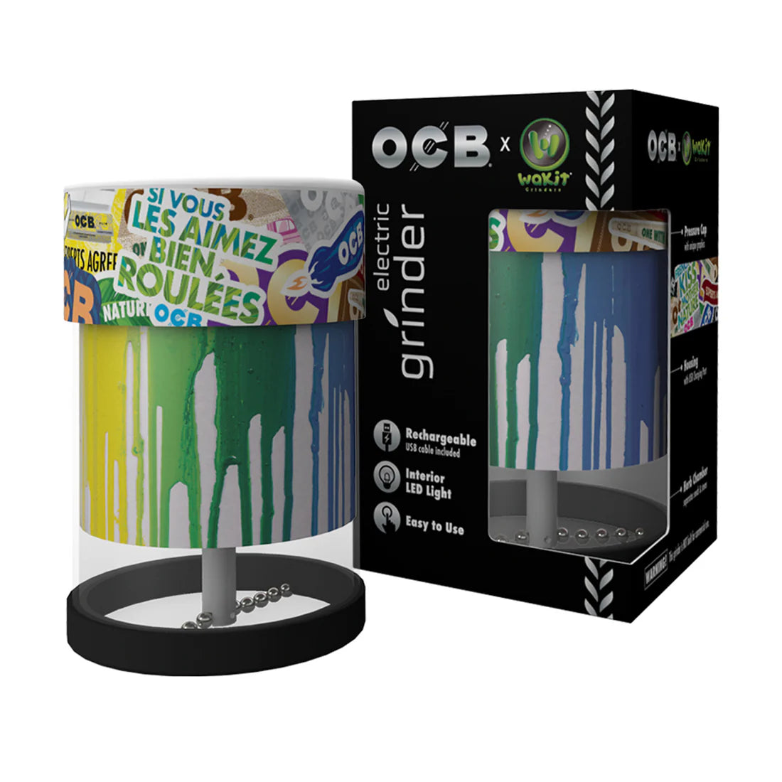 OCB Wakit electric herb grinder with vortex grinding system