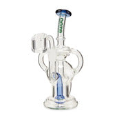 Ooze Blue Mini Dab Rig in Ghost Lime finish shown from front angle highlighting full glass chamber and compact recycler design