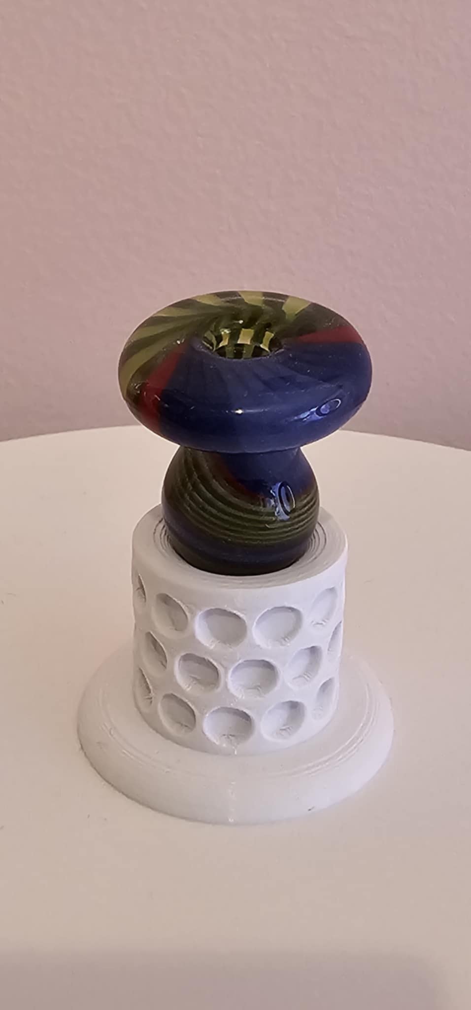 Glass Bubble Cap Blue Green Swirl with smooth rounded bubble shape and vibrant color blend for precise airflow control