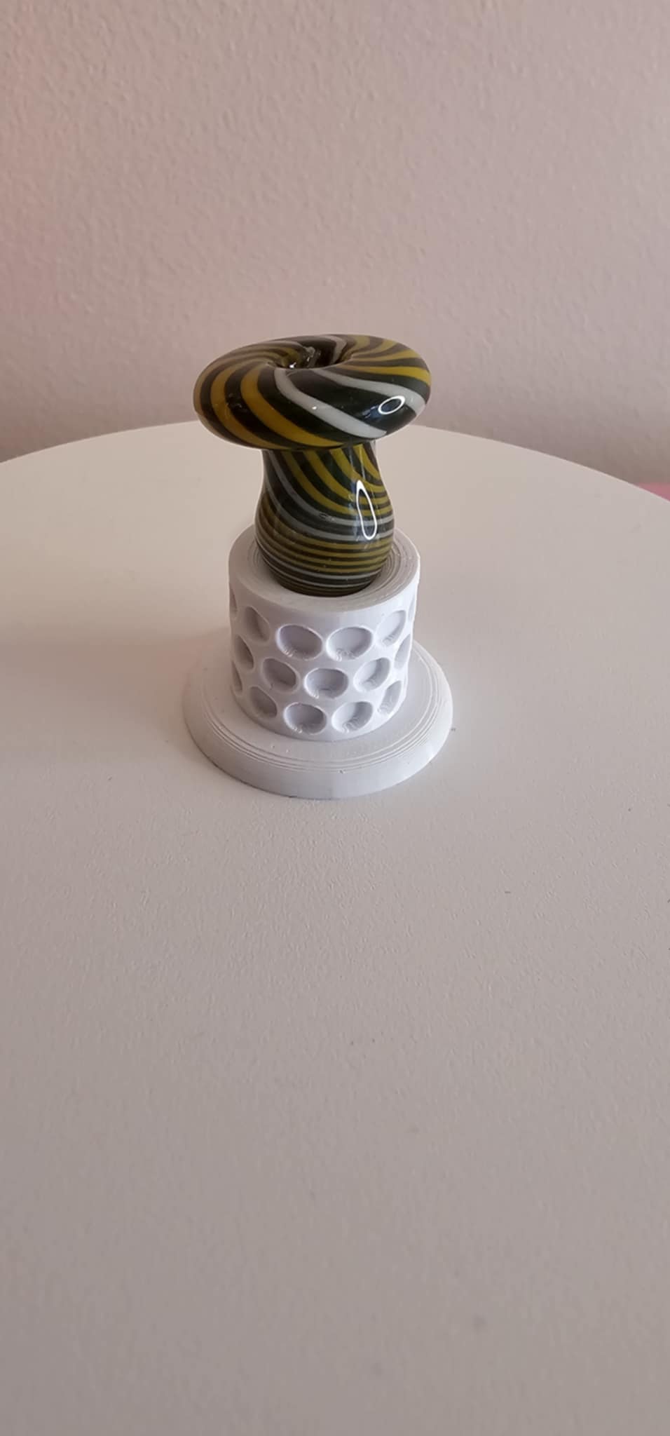 PADD Glass Bubble Cap Green Yellow White Swirl showing rounded bubble shape with flowing green yellow and white glass design for dab rig airflow control