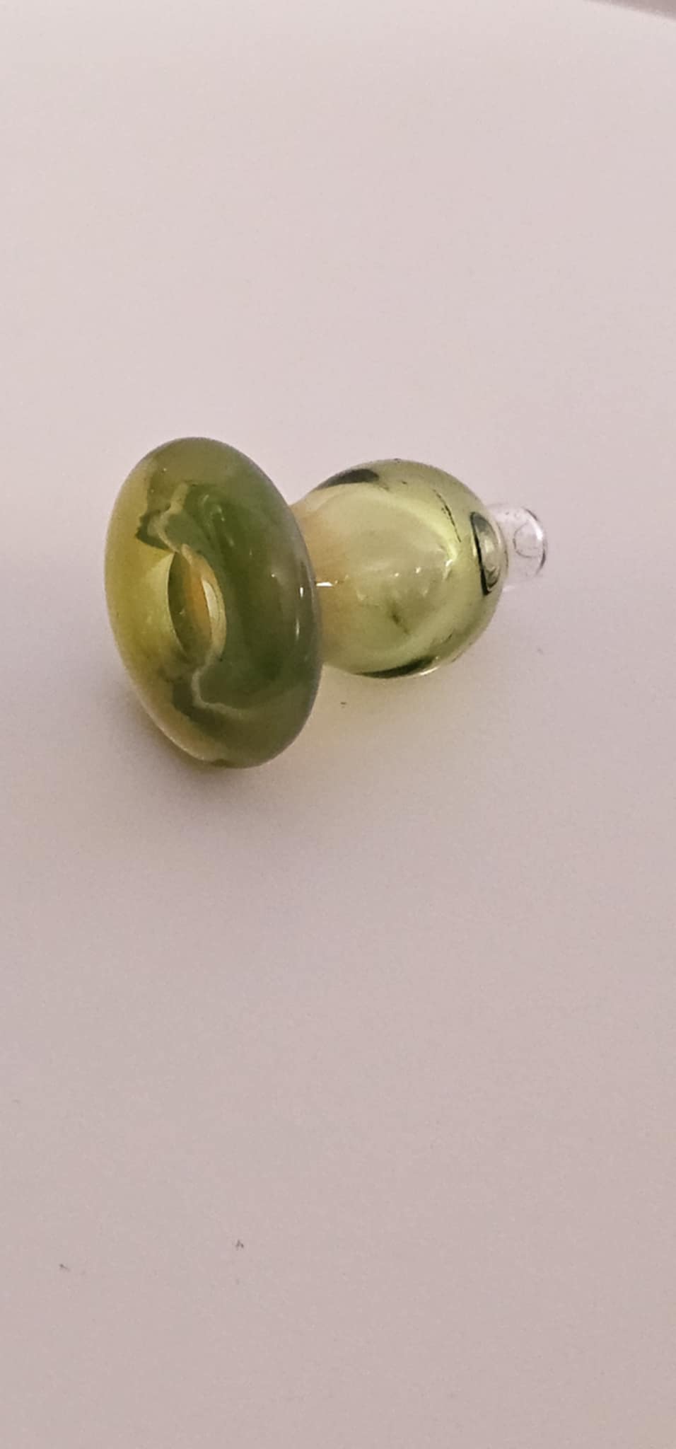 Close-up of PADD Glass Bubble Cap Translucent Green borosilicate glass detail finish
