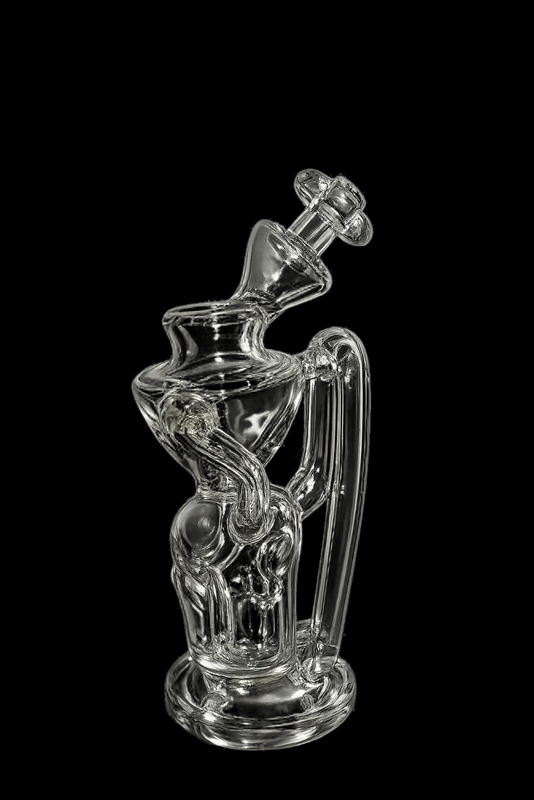 Clear Padd Glass Carta 2 Recycler front view showing hand-blown borosilicate design