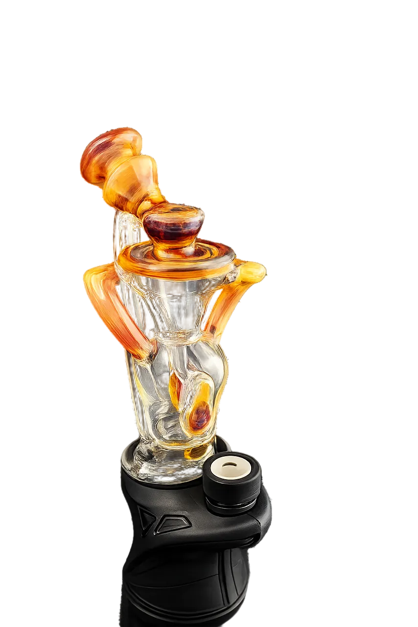 Swirling water action inside Padd Glass Klein recycler showing vortex function