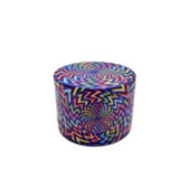 psychedelic herb grinder with vibrant swirl pattern