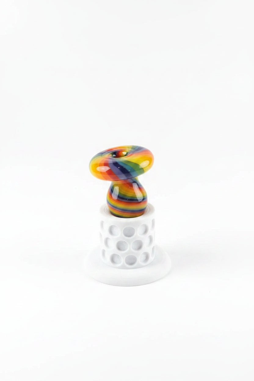 Rainbow Swirl Bubble Carb Cap with colorful glass swirl design detail