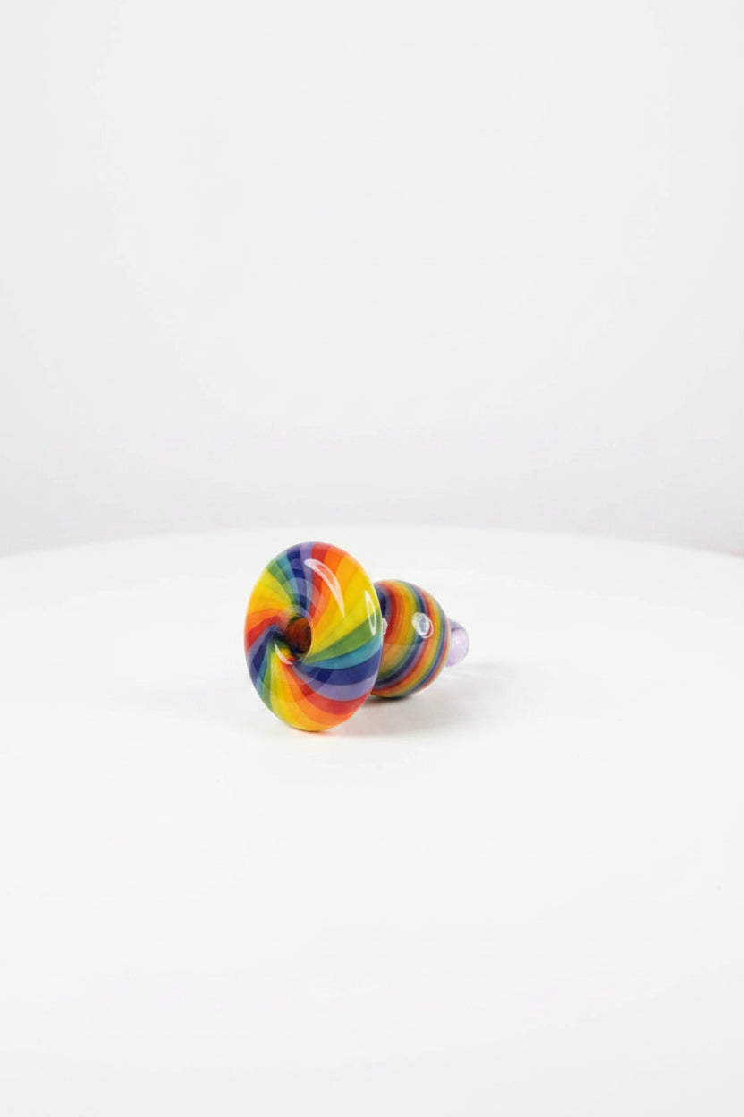 Rainbow Swirl Bubble Carb Cap used on rig for smooth airflow session