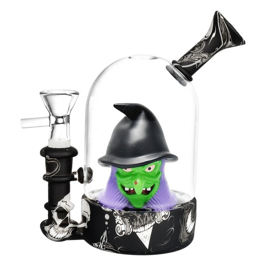 Spooky Witch Bell Jar Silicone & Glass Water Pipe | 5.5" | 14mm F