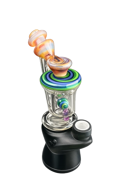 Padd Glass Bubbler (Green and Blue Swirl)