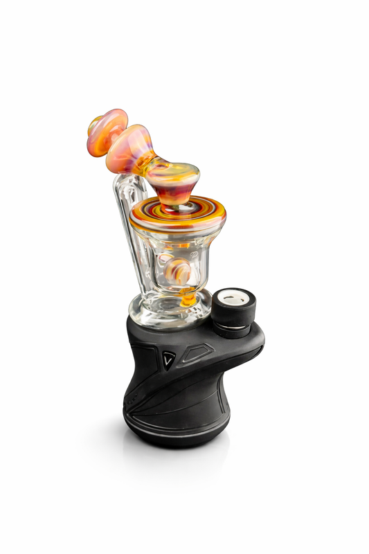 Padd Glass Bubbler - Amber/Ruby Swirl