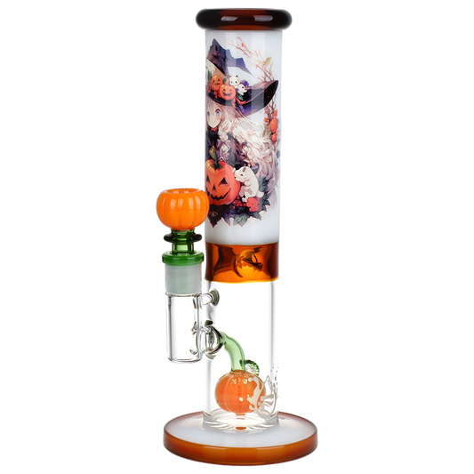 Pulsar Anime Halloween Straight Tube Glass Water Pipe | 9.75" | 14mm F