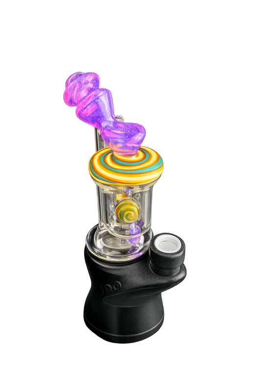 Padd Glass Bubbler (Purple/Yellow/Teal)