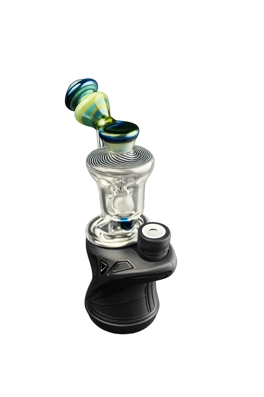 Padd Glass Bubbler - Green, Blue with Black and White Swirl