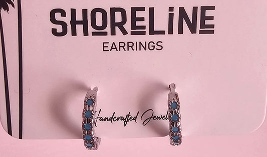 Teal stone hoops