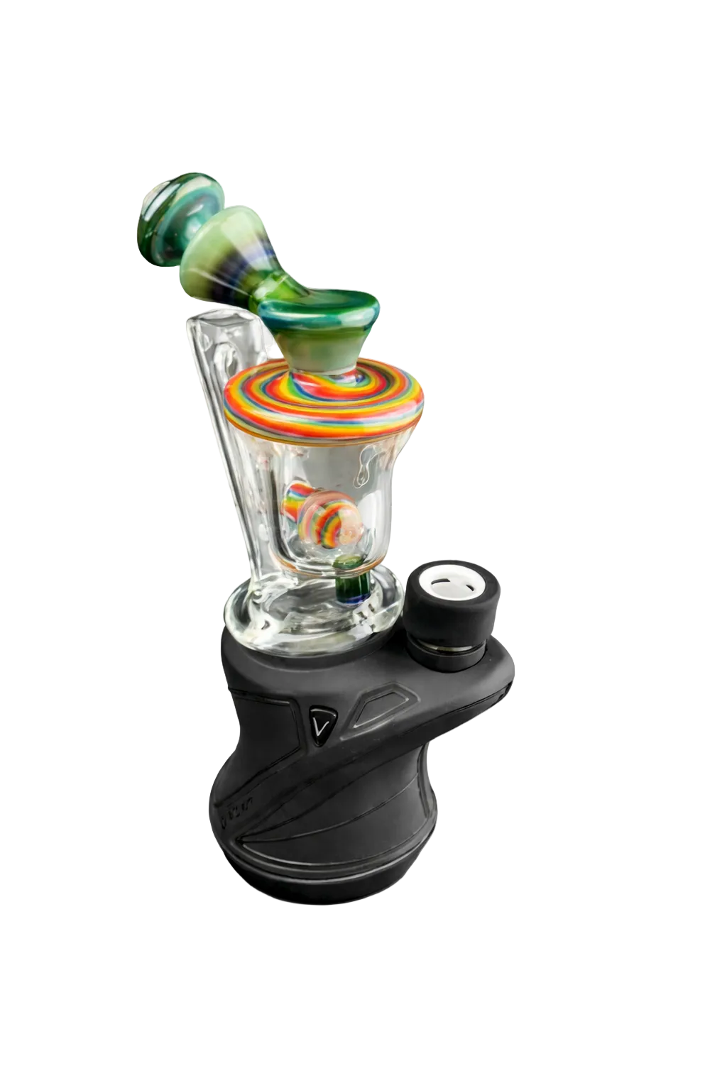 Padd Glass Bubbler - Green Rainbow Swirl