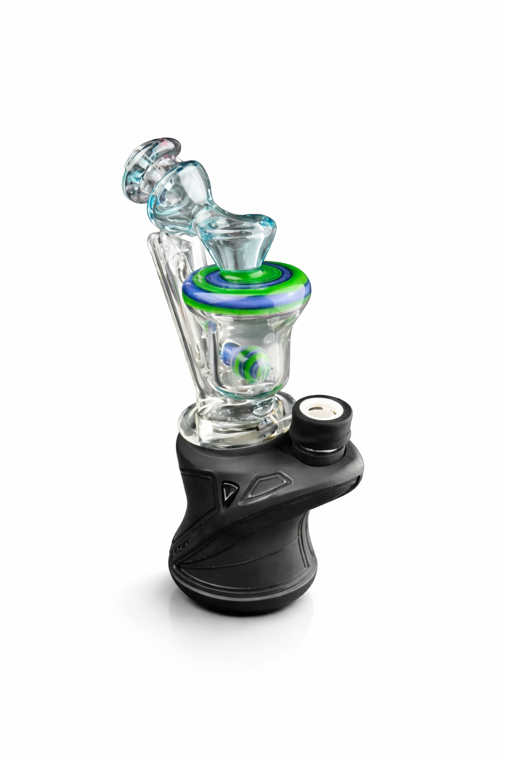 Padd Glass Bubbler - Blue with Green & Blue Swirl