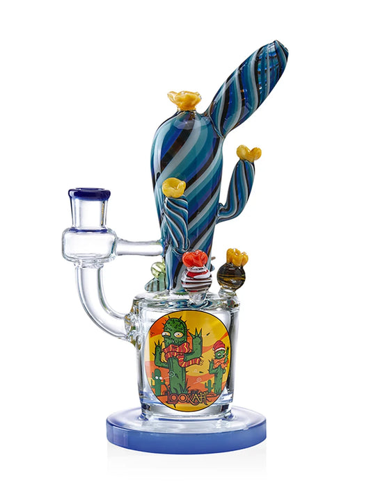 Lookah Bong 12" Cute Cactus Glass Water Pipe - Dark Blue