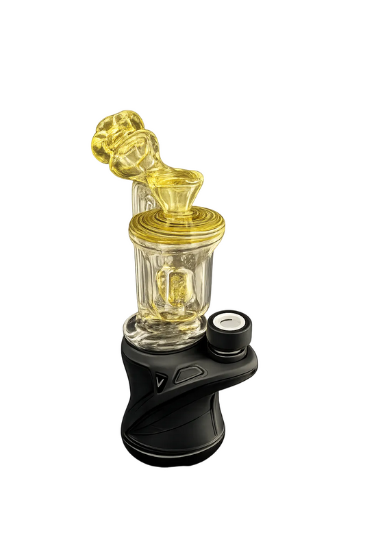 Padd Glass Bubbler - Green, Yellow, White Swirl