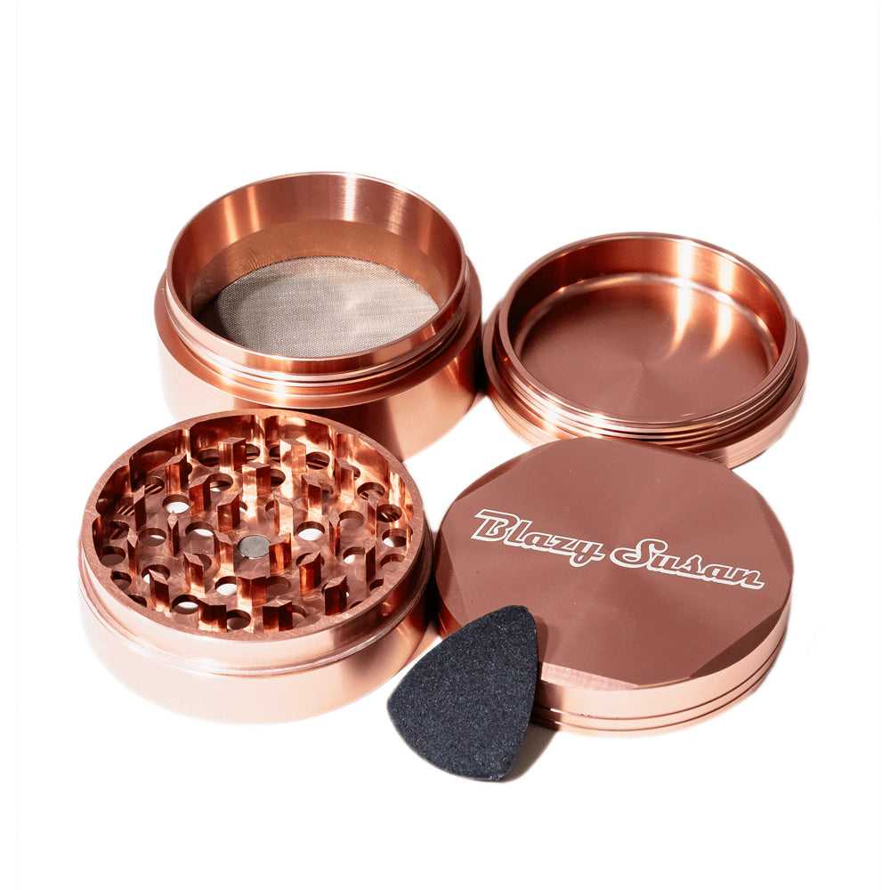 rose gold 4 piece aluminum grinder with deep chamber