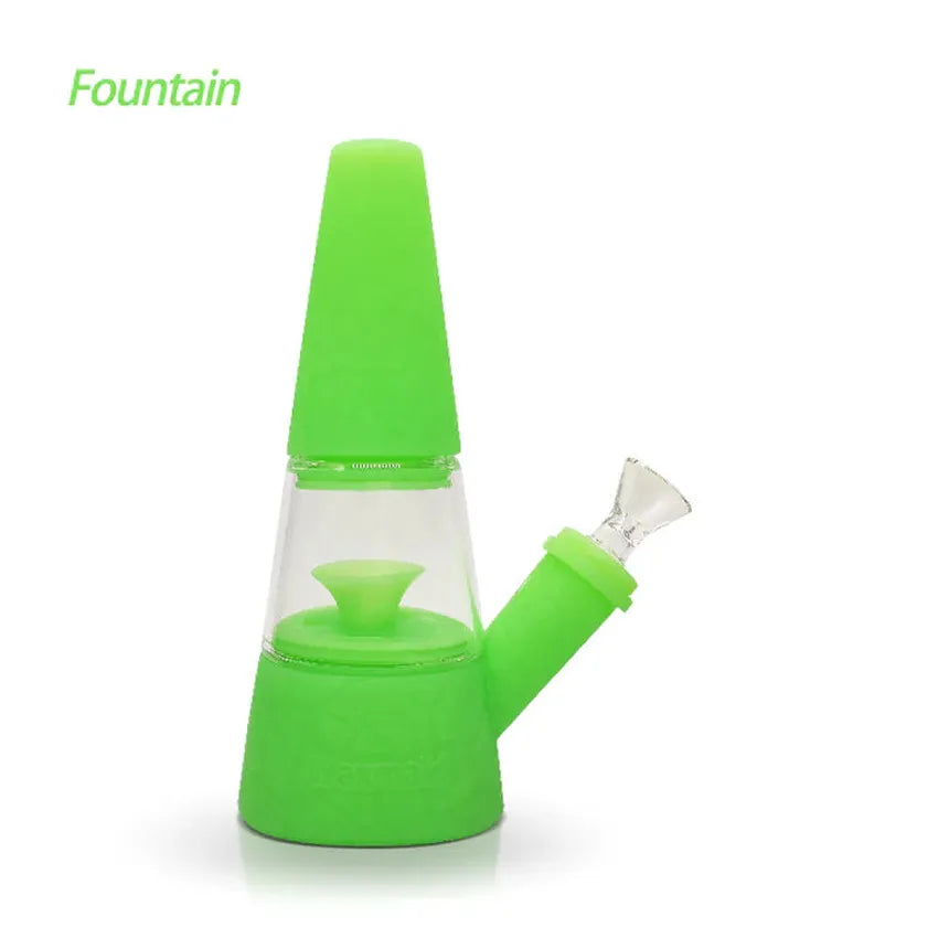 Waxmaid Fountain water pipe pink white silicone glass bong with fountain percolator