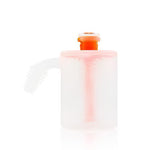 Waxmaid silicone ash catcher 14mm 18mm attached to a bong showing see-through design for improved smoke filtration and resin reduction