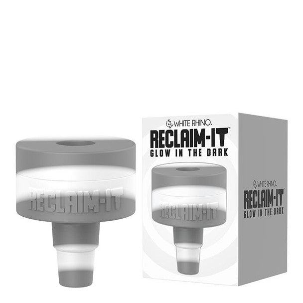 Close up of White Rhino Reclaim It dab tool tip designed for efficient reclaim scraping and wax collection